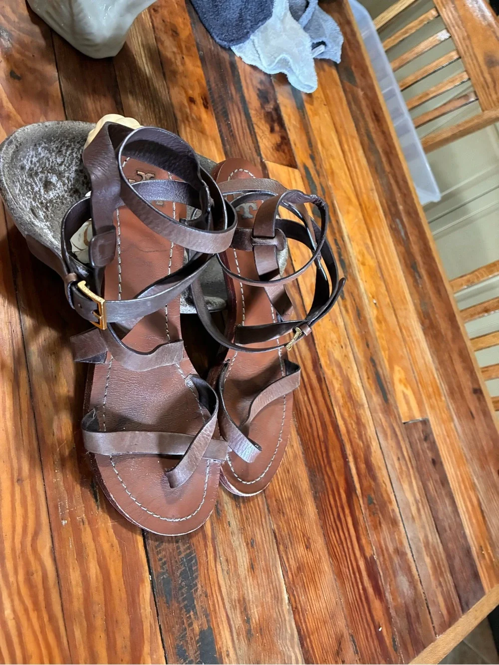 Tory Burch Brown Strappy Leather Women's Sandals size 9.5